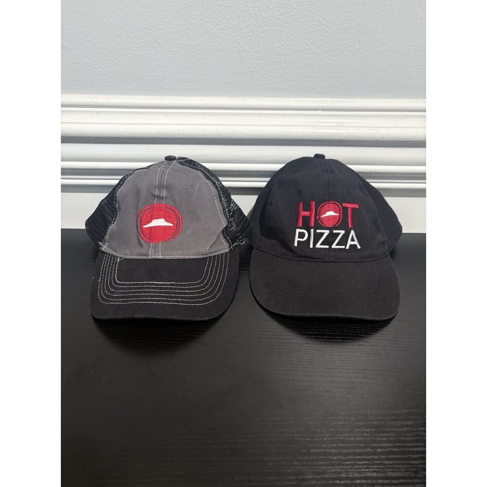 2 Pack Pizza Hut Employee Hats Adjustable Embroidered Black Gray Trucker Dad Cap